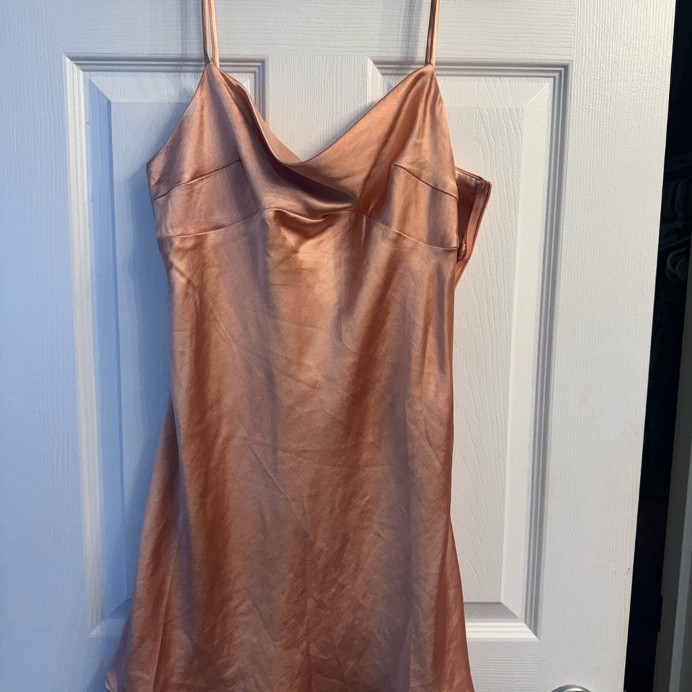 Princess Polly Satin Dress in Peach